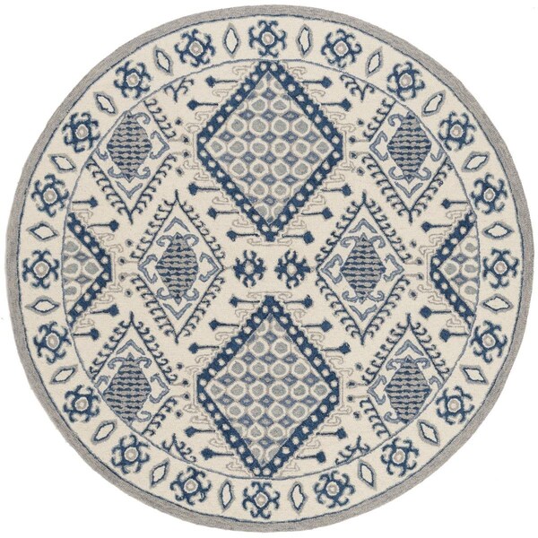 Safavieh Micro-Loop 500 5 ft. Round Area Rug Ivory & Blue MLP511M-5R - main